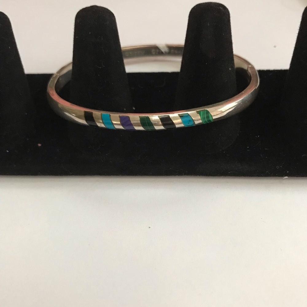 Sterling Silver Enamel Bangle Bracelet!